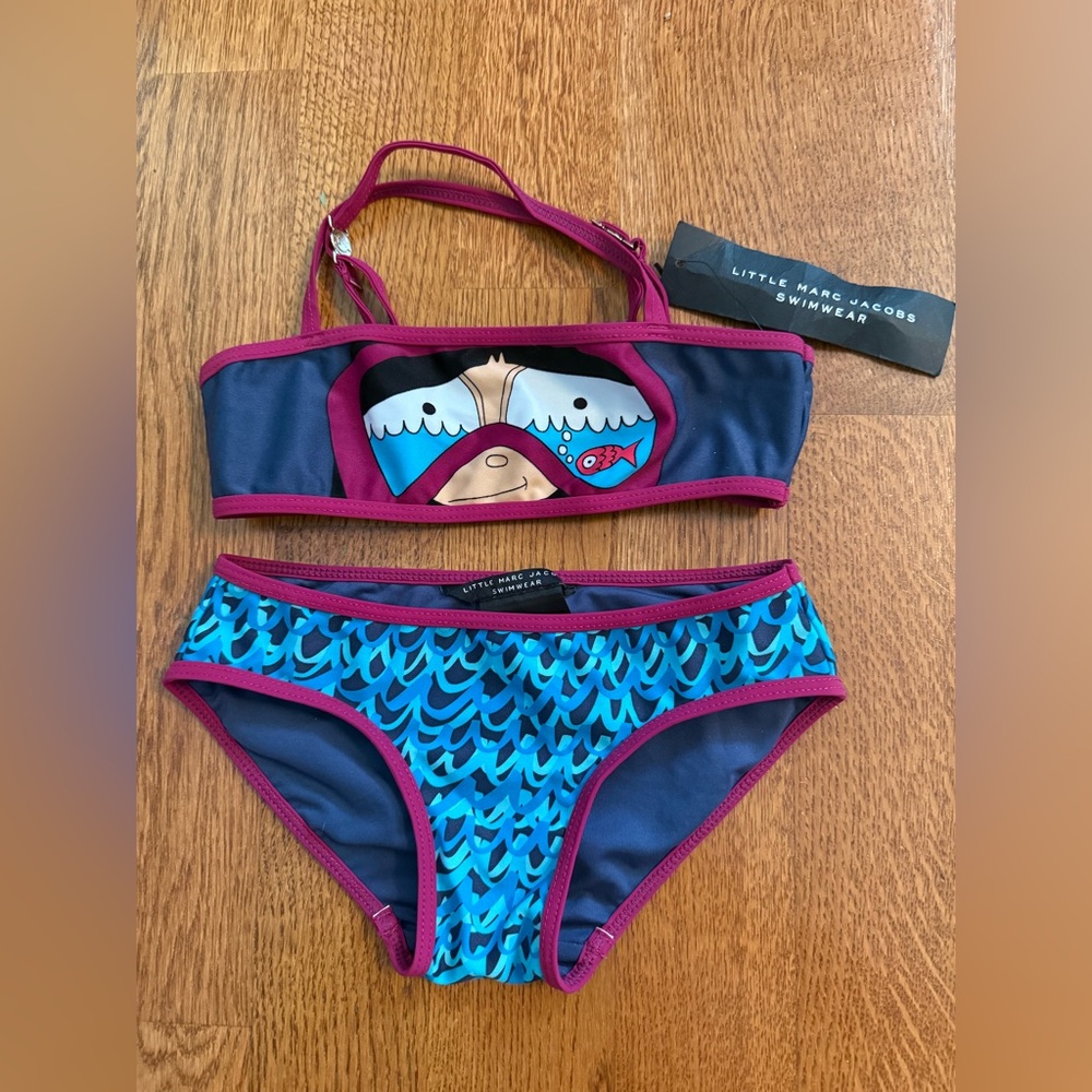 Brand New Little Marc Jacobs Girls Toddler 2 Pieces Bikini Swimsuit Set Size 4